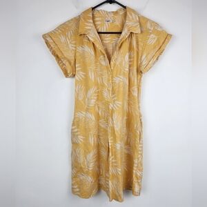 Faherty Linen Blend Yellow Shirt Dress Size Small.